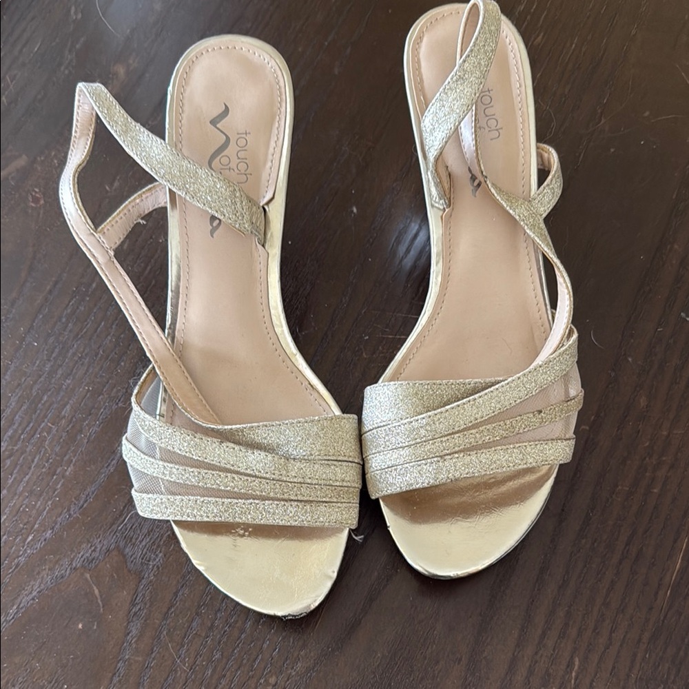 Gold Strappy Sandal Heels